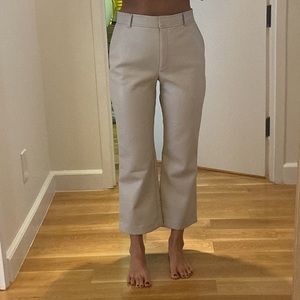 Aritzia cream faux leather babaton pant size 6 - cropped and slight flare